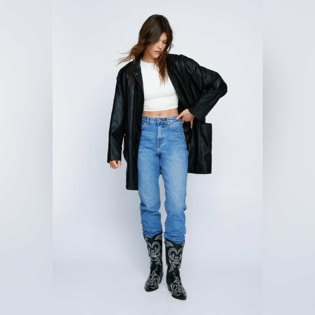 Nasty Gal Oversized Faux Leather Longline Jacket Nwt Size 4